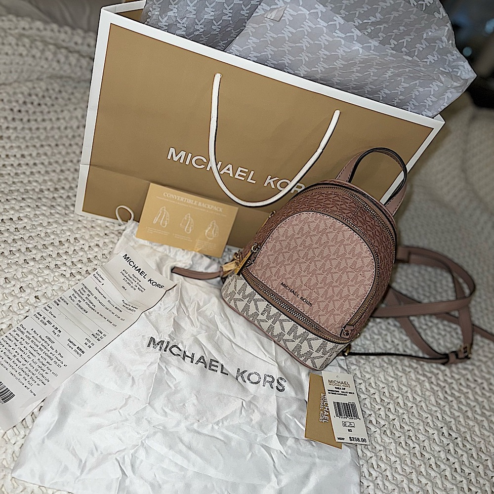 Michael Kors Rhea Mini Color-Block Logo Backpack